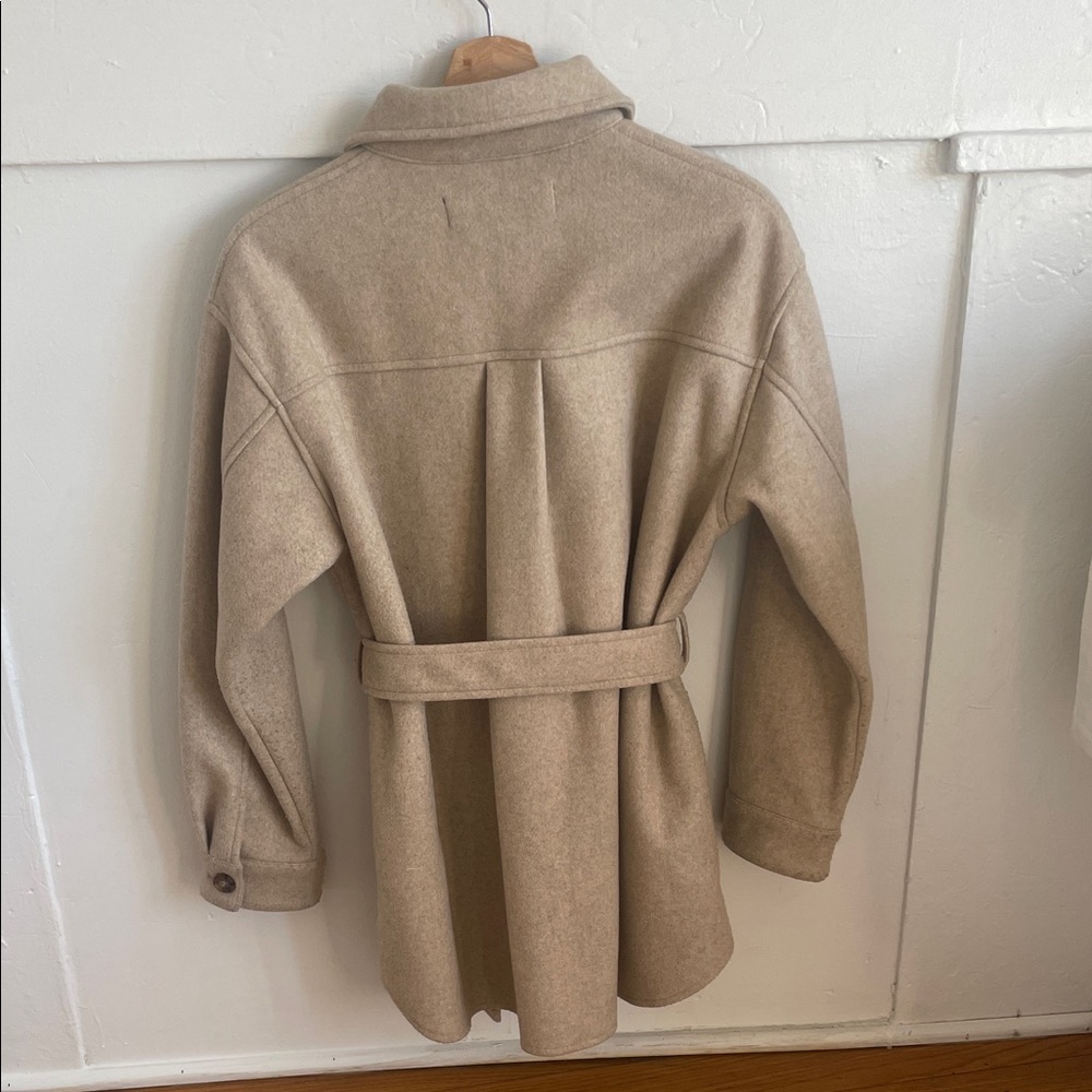 Zara Beige Belted Overshirt - Picture 3 of 12